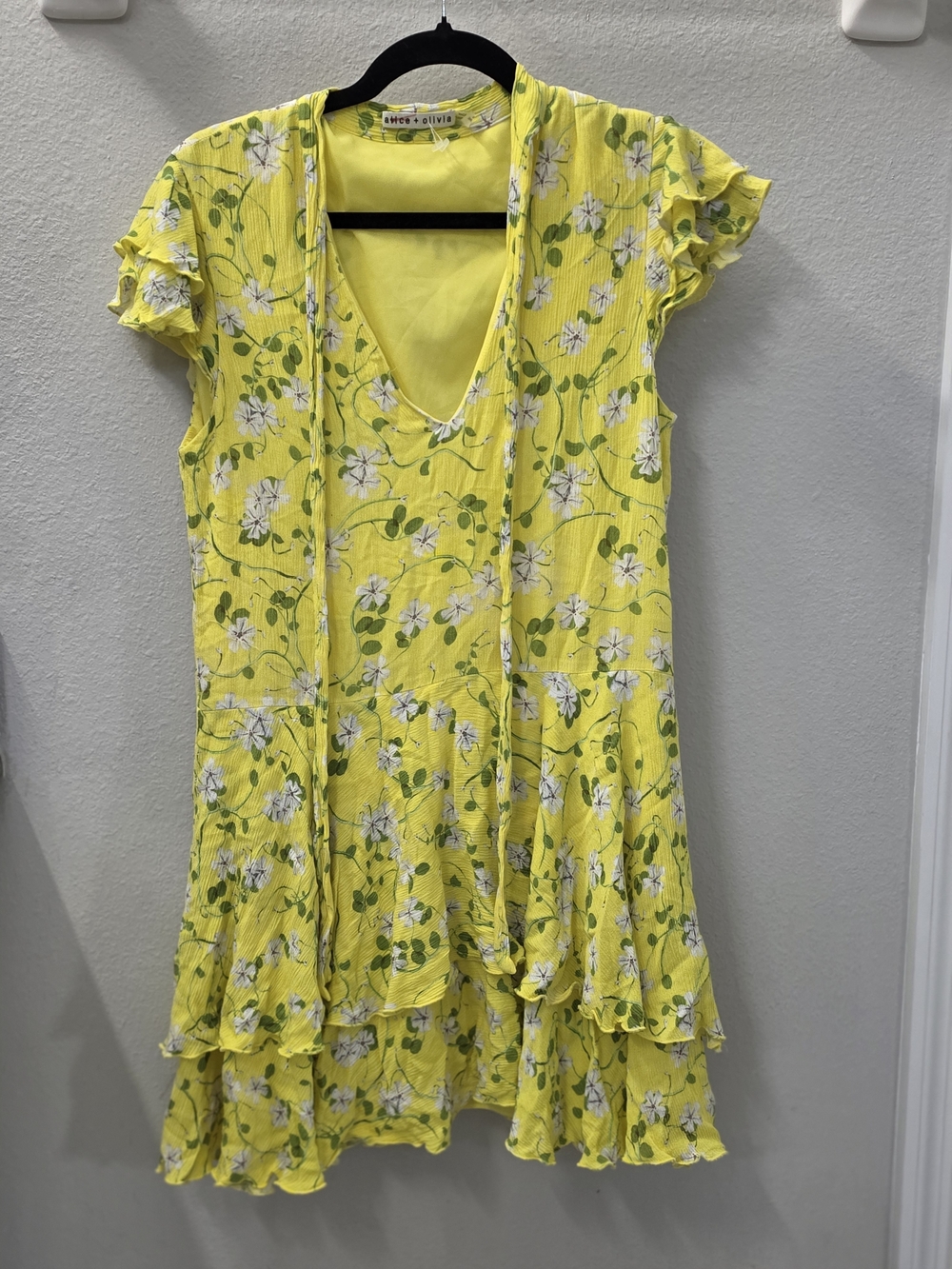 Alice + Olivia Yellow Floral Mini Dress